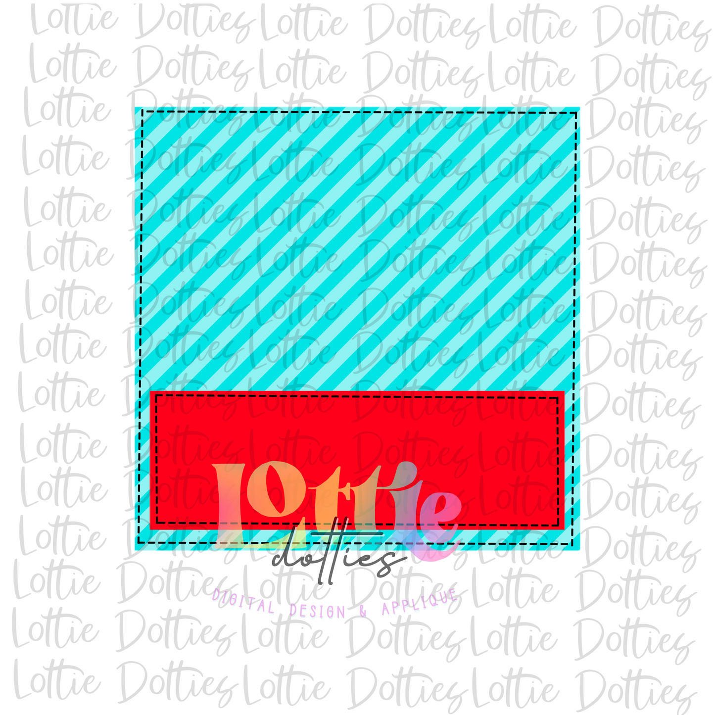 Faux Applique Box Design PNG - Red and Blue Box Sublimation - Digital Download