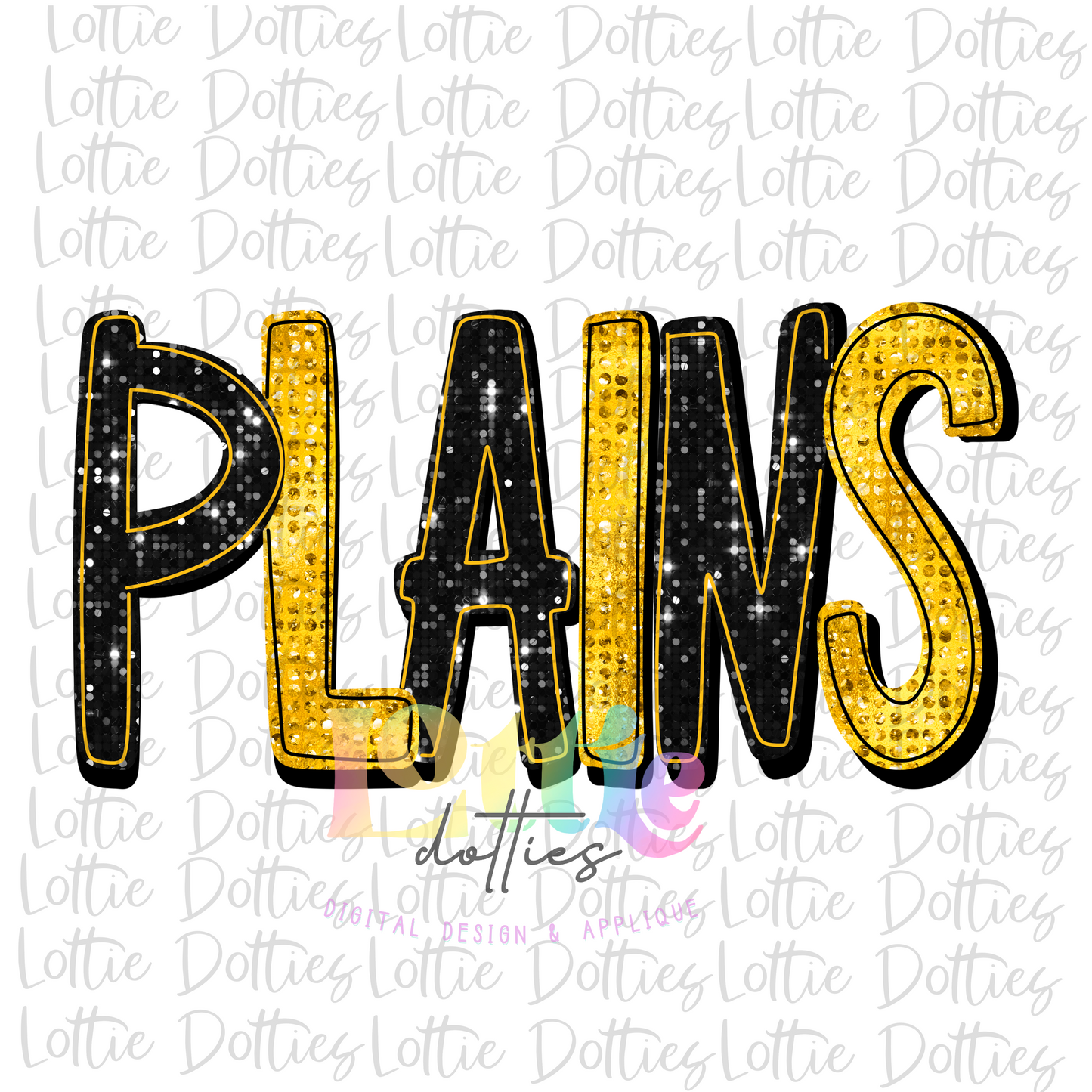 Plains PNG - Plains Sublimation - Digital Download - Black and Gold Rhinestone
