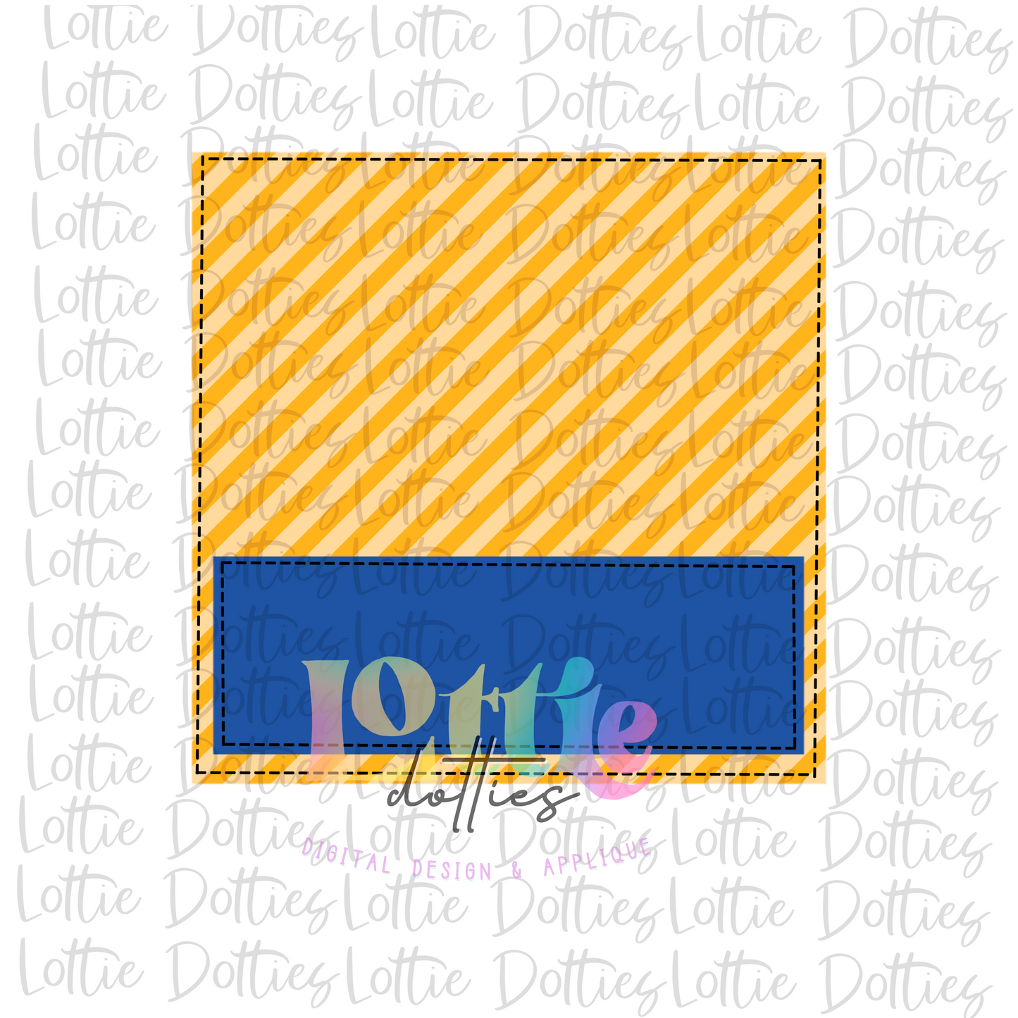 Faux Applique Box Design PNG - Orange  and Blue Box Sublimation - Digital Download