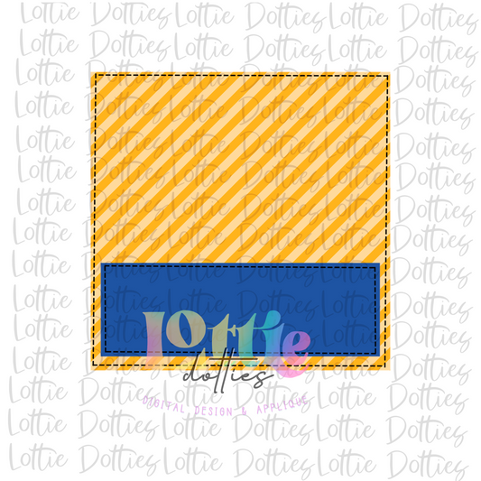 Faux Applique Box Design PNG - Orange  and Blue Box Sublimation - Digital Download
