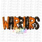 Warriors - PNG - sublimation design - Digital Download - Orange and Black Rhinestones