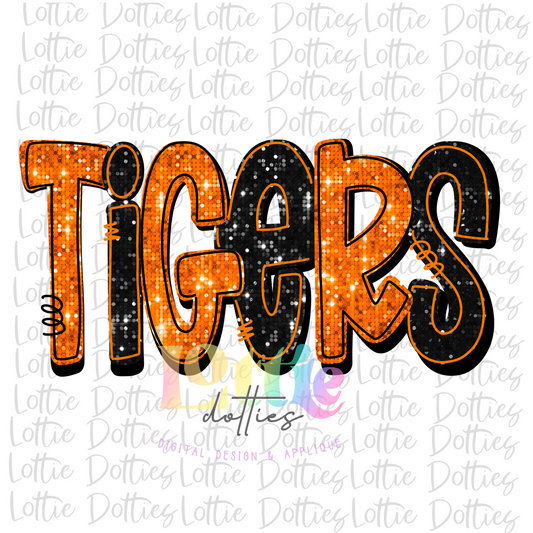 Tigers  - PNG - sublimation design - Digital Download - Orange and Black Rhinestone