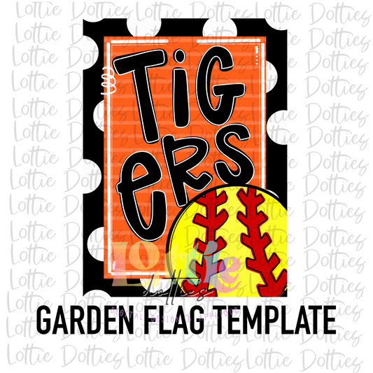 Tigers Softball Flag - PNG - Tigers - Sublimation - Digital Download - Black and Orange