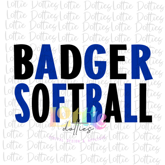 Badgers Softball  Png - Badgers Sublimation Design - Digital Download -Black and Royal