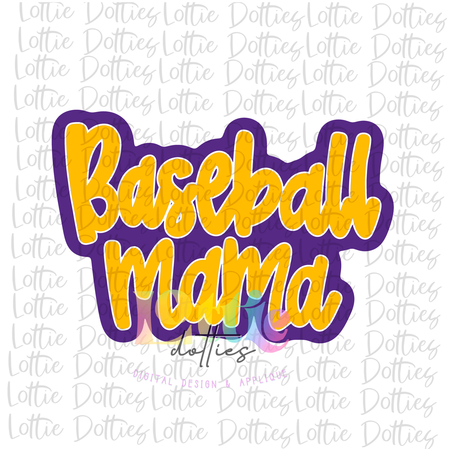 Baseball Mama Png - Baseball Design - Baseball  Sublimation - Purple and Gold