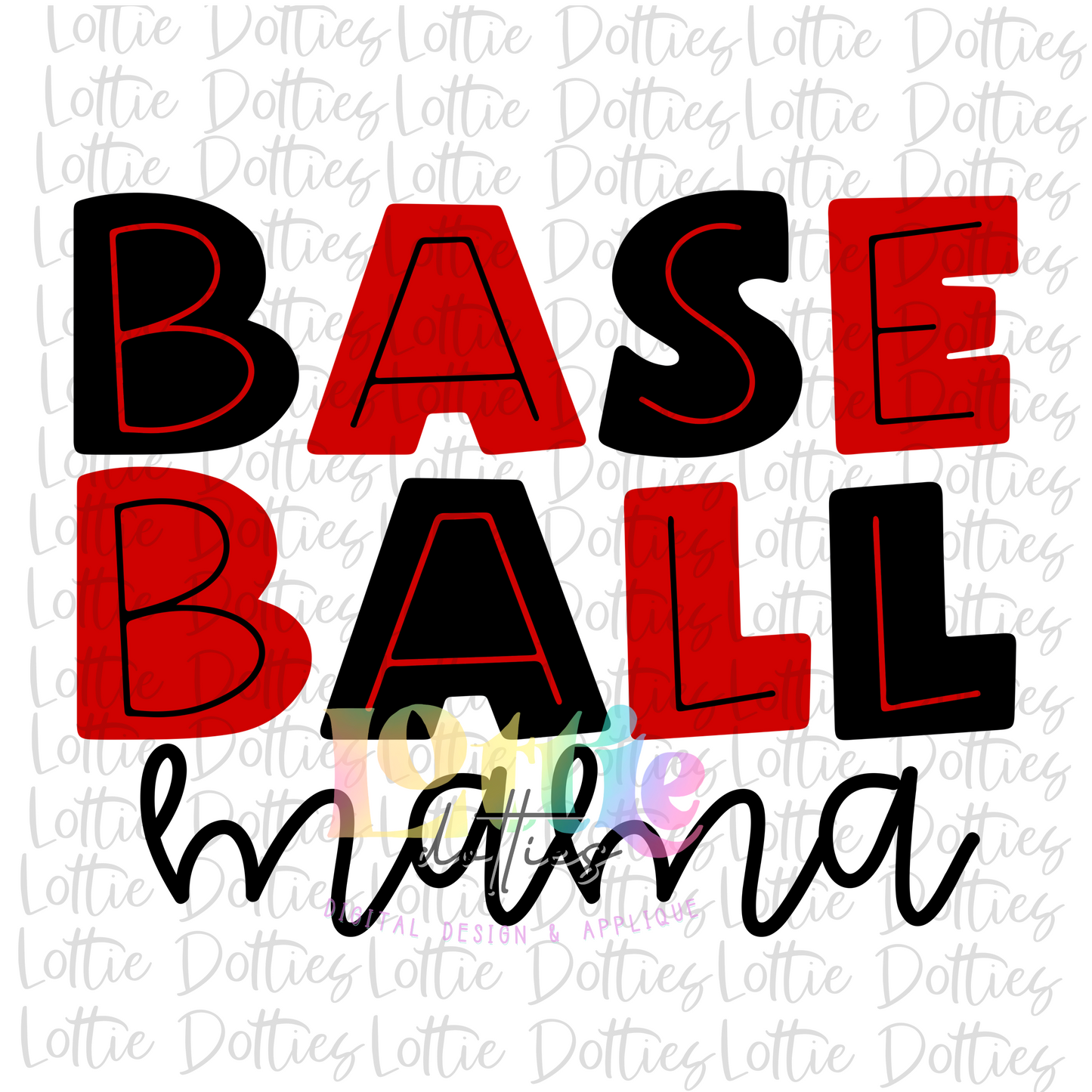 Baseball Mama Png - Baseball Design - Baseball  Sublimation - Red and Black