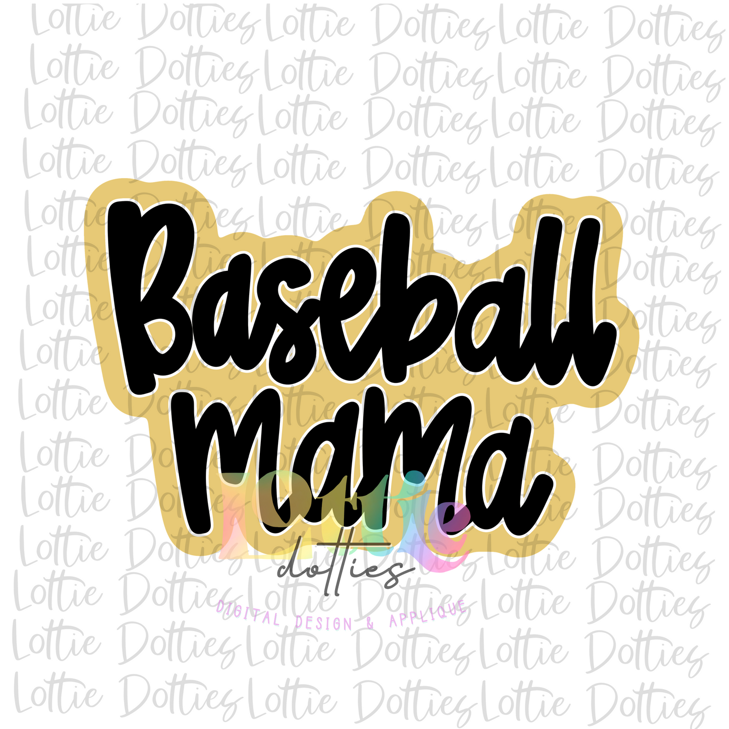 Baseball Mama Png - Baseball Design - Baseball  Sublimation - Black and Vegas Gold