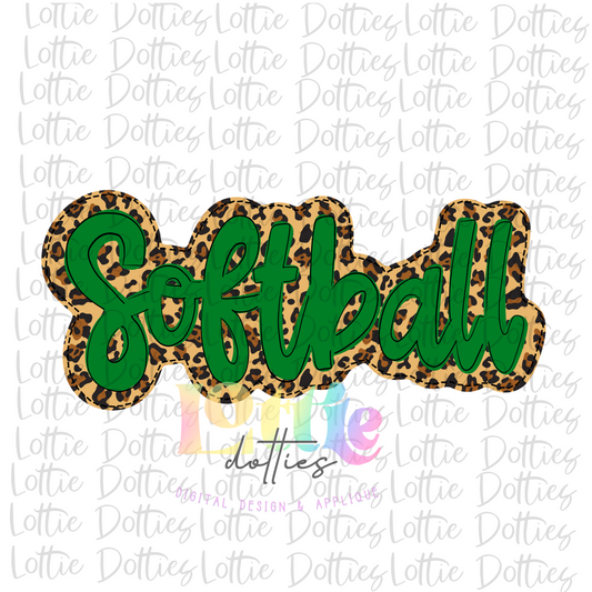 Softball Png  - Softball Sublimation -  Digital Download- Leopard and  Green