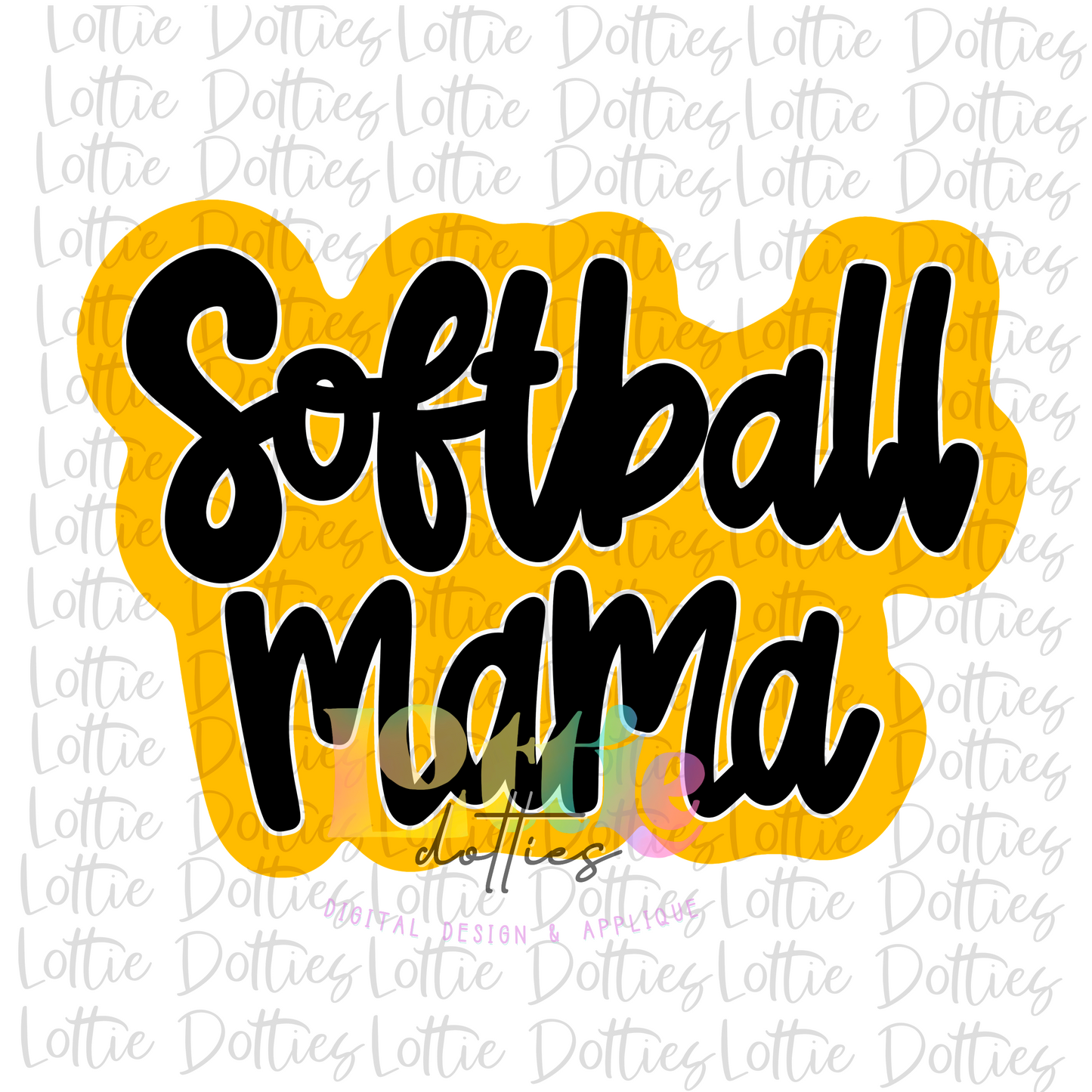 Softball Mama Png  - Softball Sublimation -  Digital Download - Gold and Black