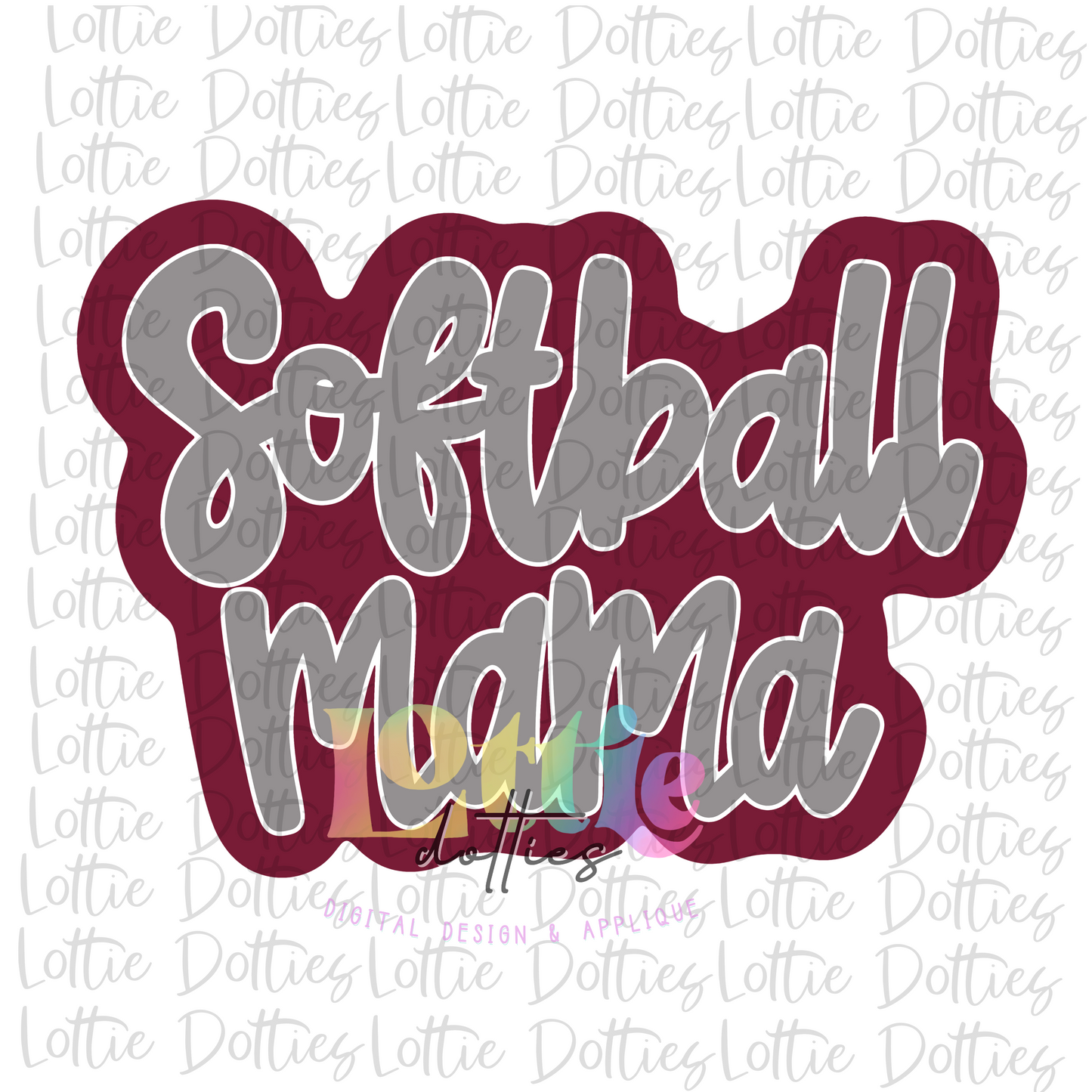 Softball Mama Png  - Softball Sublimation -  Digital Download - Maroon and Gray