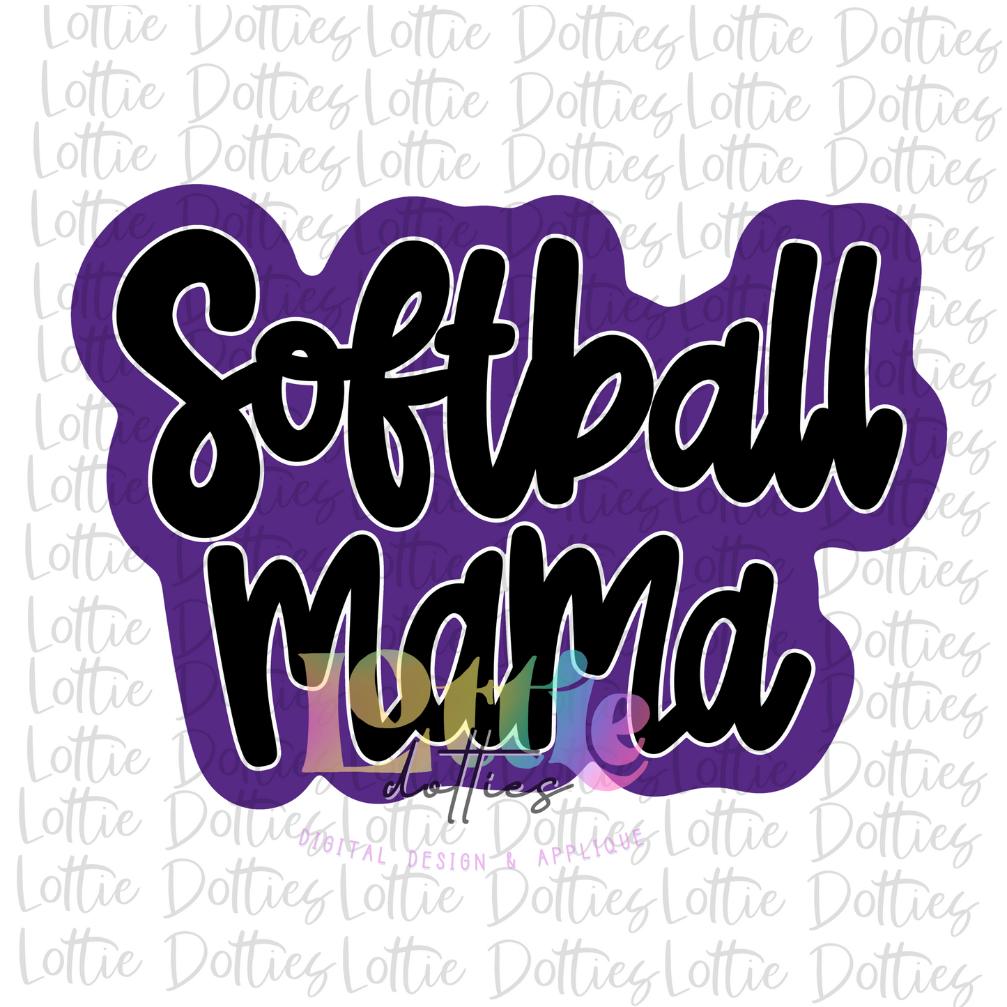 Softball Mama Png  - Softball Sublimation -  Digital Download - Purple and Black