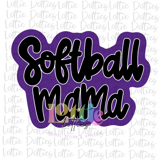 Softball Mama Png  - Softball Sublimation -  Digital Download - Purple and Black