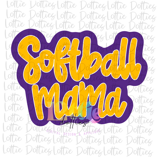 Softball Mama Png  - Softball Sublimation -  Digital Download - Purple and Gold