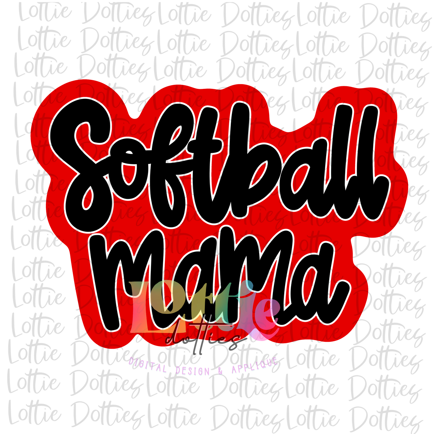 Softball Mama Png  - Softball Sublimation -  Digital Download - Red  and Black