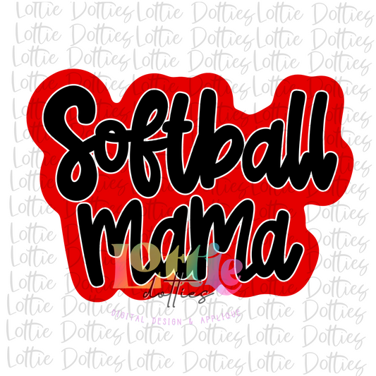 Softball Mama Png  - Softball Sublimation -  Digital Download - Red  and Black