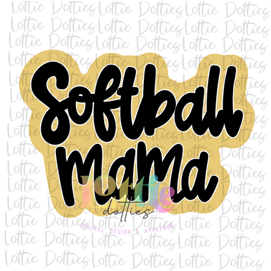 Softball Mama Png  - Softball Sublimation -  Digital Download - Black and Vegas Gold