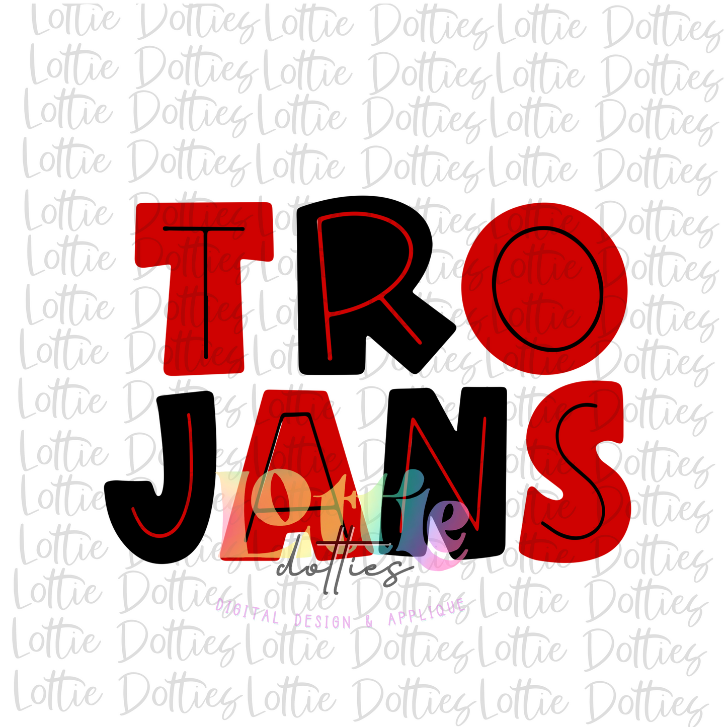 Trojans PNG - Trojans Sublimation Design - Black and Red   - Digital Download