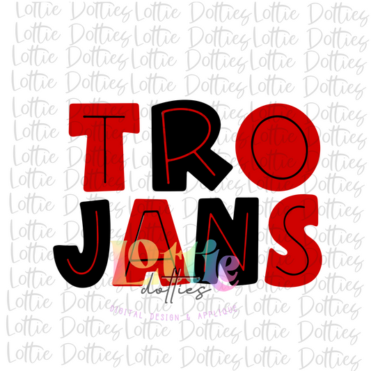 Trojans PNG - Trojans Sublimation Design - Black and Red   - Digital Download