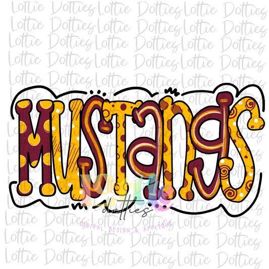 Mustangs PNG - Mustangs -  sublimation design - Digital Download - Maroon and Gold