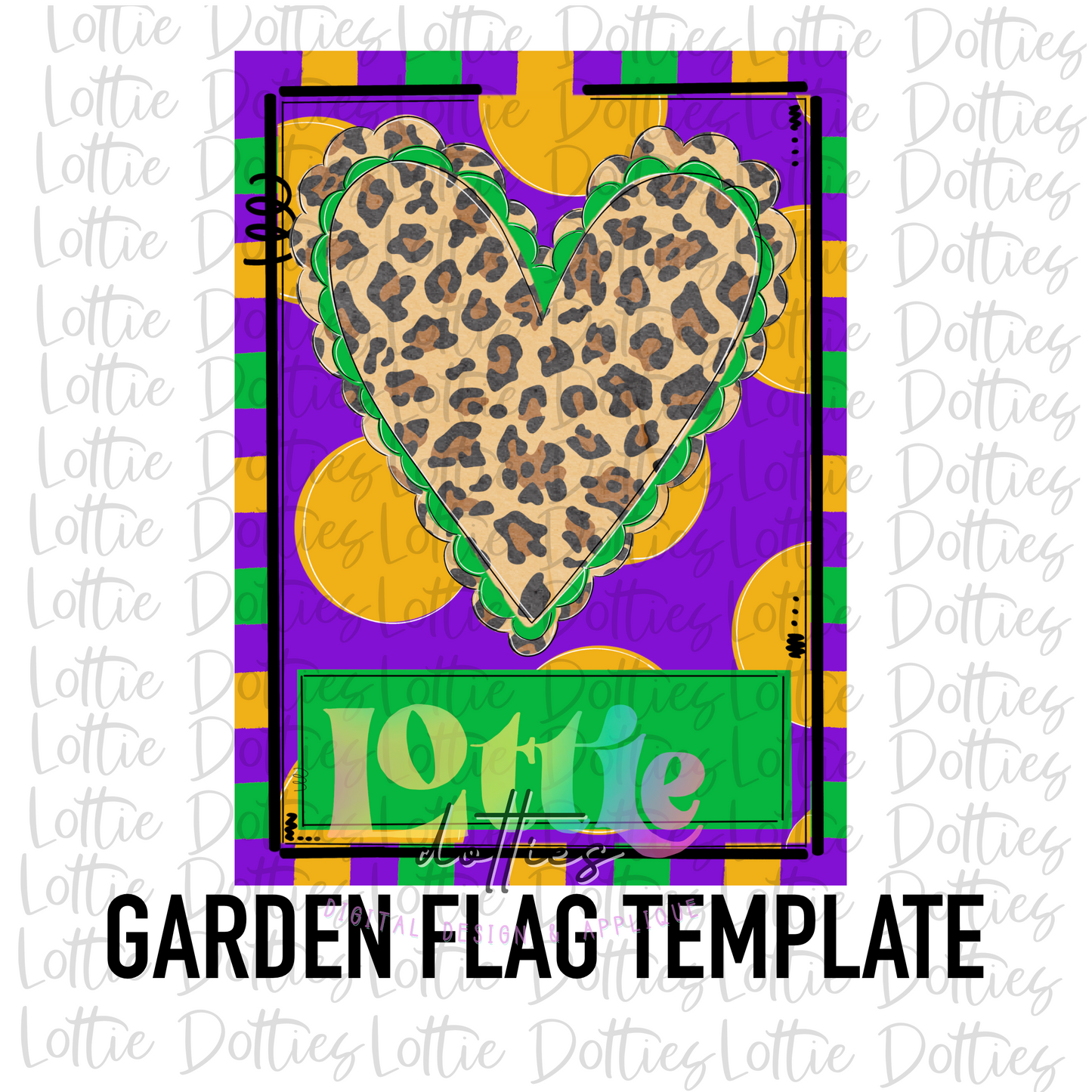 Mardi Gras Heart Flag PNG - Mardi Gras Sublimation - Digital Download - St. Patrick Day's