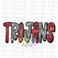 Trojans - PNG - sublimation design - Digital Download  - Red and Gray Rhinestone