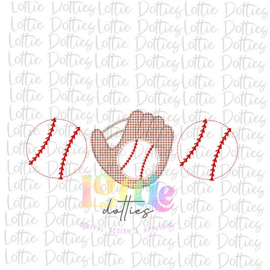 Baseball Trio  PNG - Baseball Sublimation - Digital Download - Faux Applique