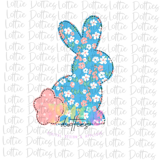 Bunny PNG - Easter Sublimation - Digital Download - Blue Floral Bunny