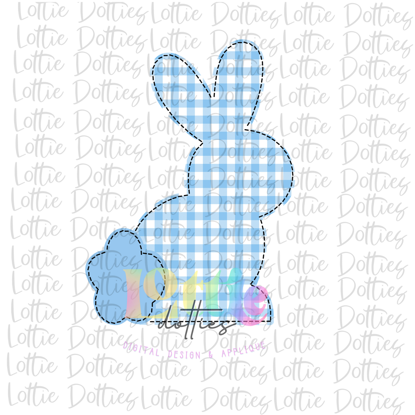 Bunny PNG - Easter Sublimation - Digital Download - Blue Gingham