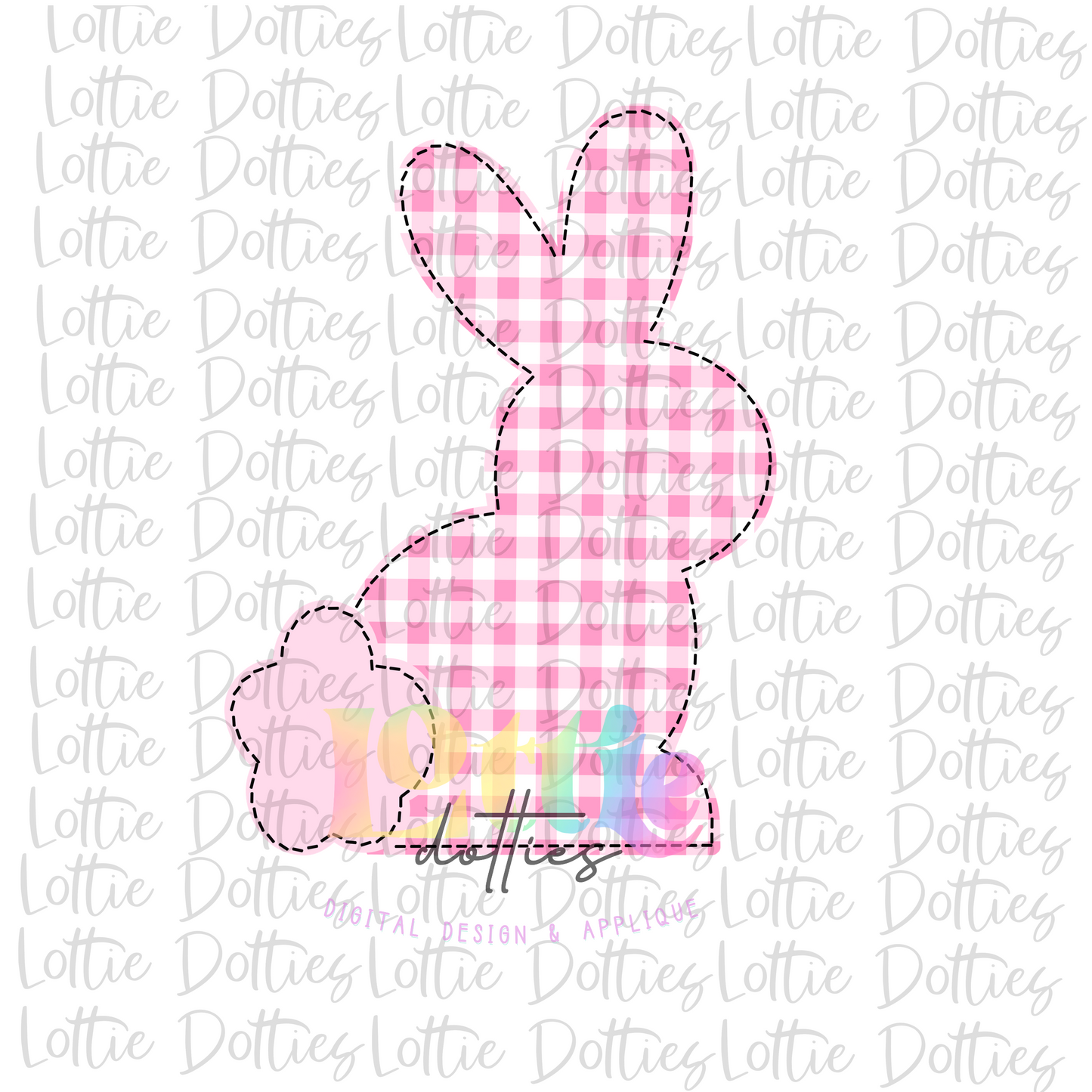 Bunny PNG - Easter Sublimation - Digital Download - Pink Gingham