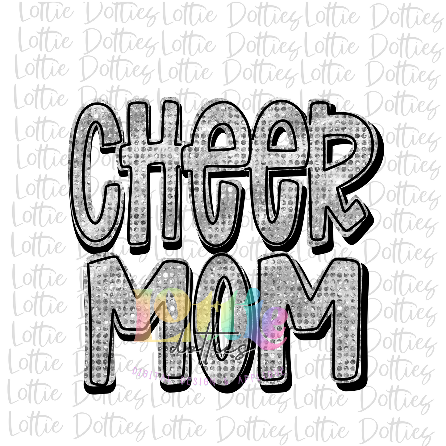 Cheer Mom Png - Cheer Mom Sublimation Design - Digital Download - Sliver Rhinestones