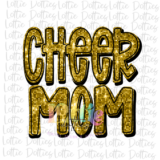 Cheer Mom Png - Cheer Mom Sublimation Design - Digital Download - Gold Rhinestones