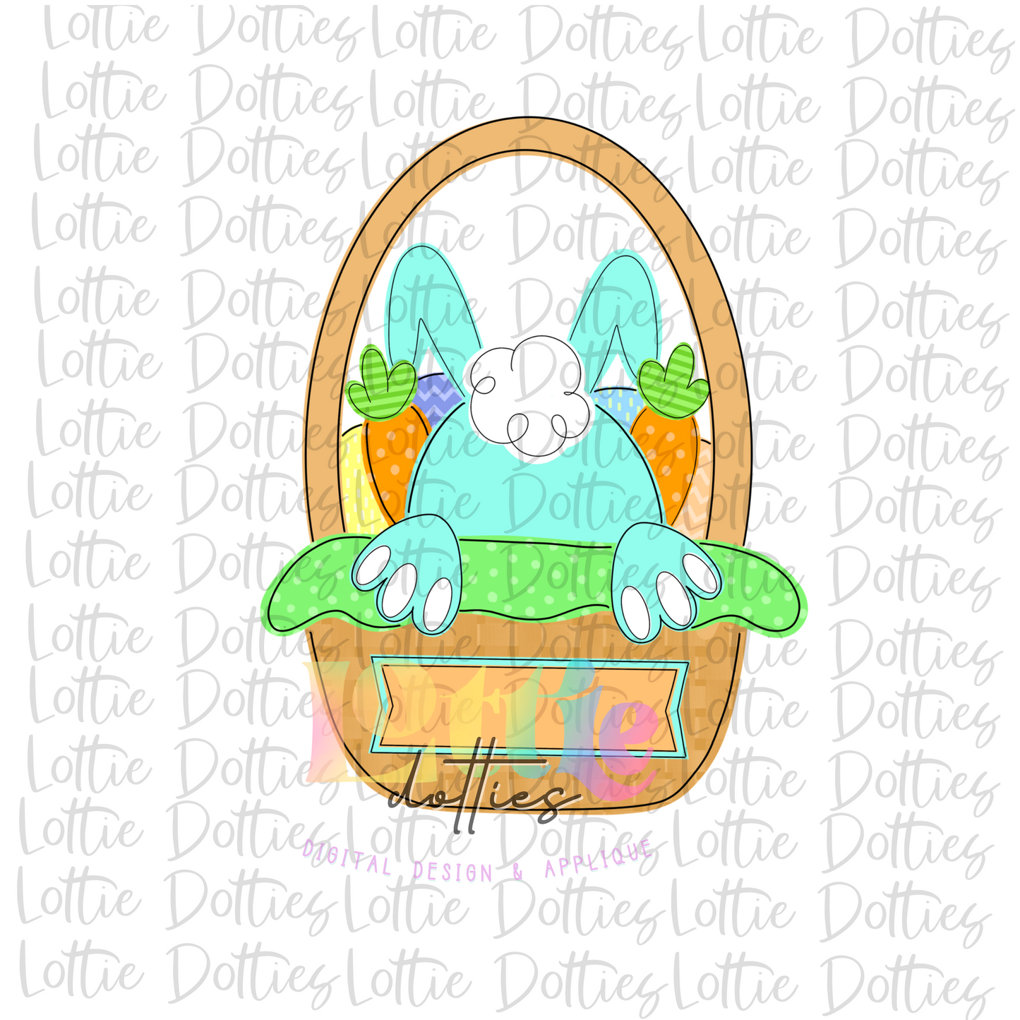 Easter Basket PNG - Easter Sublimation - Digital Download - Blue  Bunny with Name