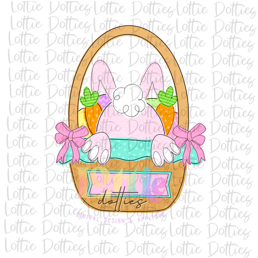 Easter Basket PNG - Easter Sublimation - Digital Download - Pink  Bunny with Name