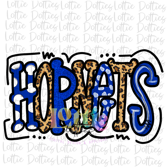 Hornets PNG -  Hornets sublimation design - Digital Download  - Blue and Leopard