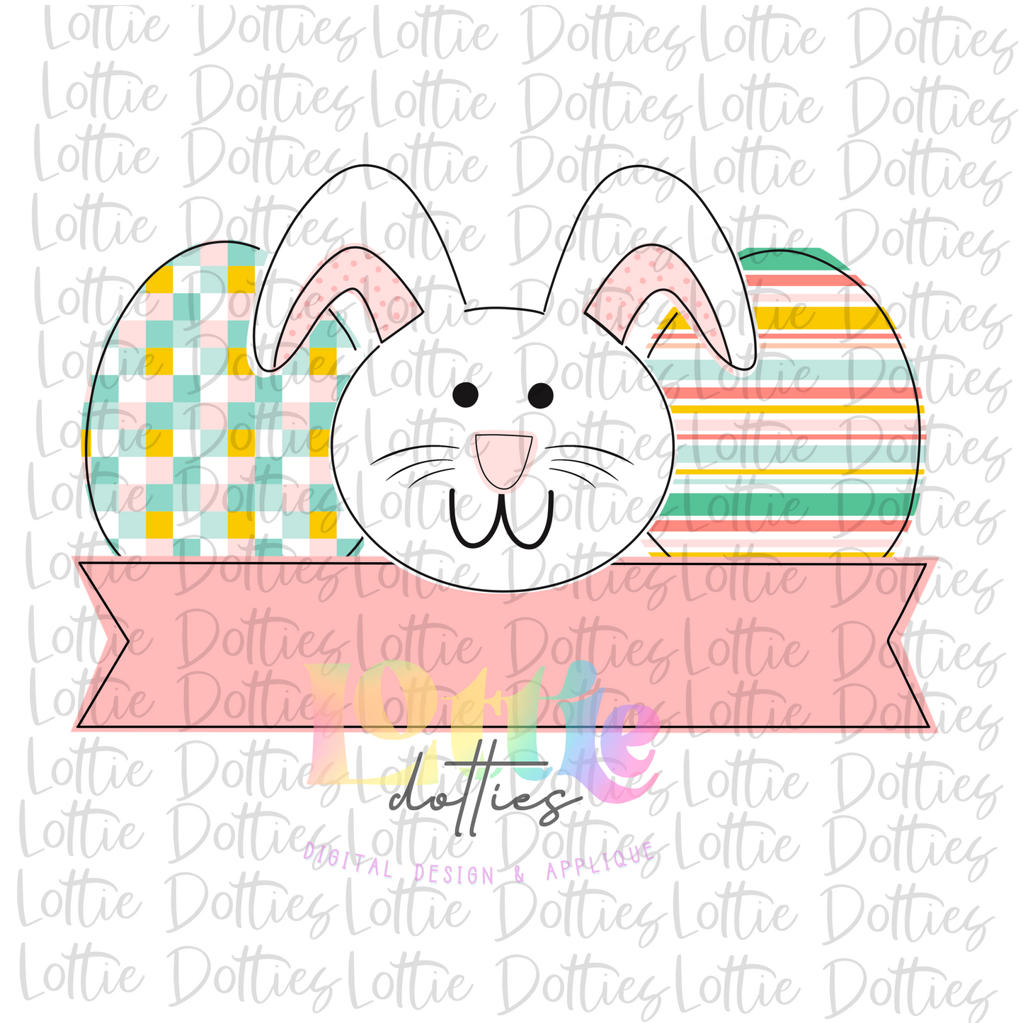 Bunny Trio Banner PNG - Easter Sublimation - Digital Download