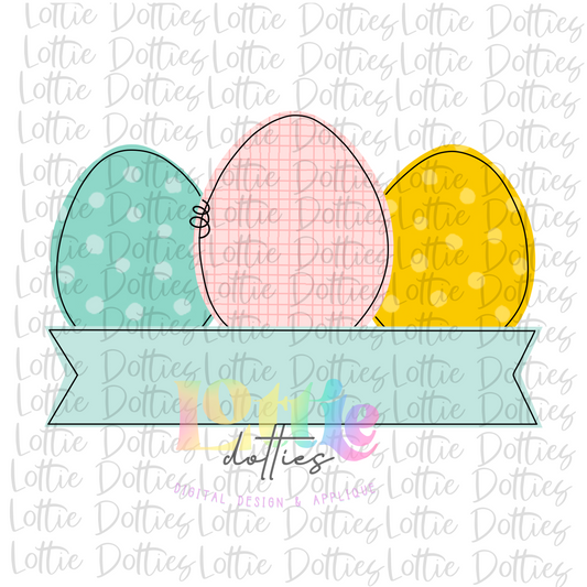 Egg Trio Banner PNG - Easter Sublimation - Digital Download