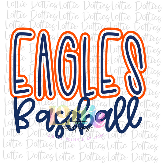 Eagles Baseball Png - Baseball  Sublimation Design - Digital Download - Navy and Orange