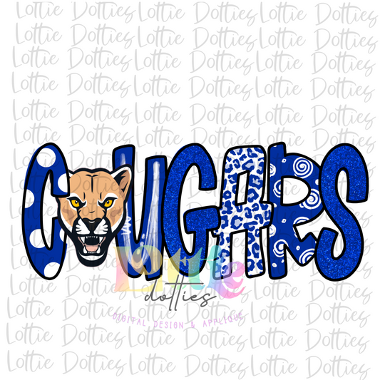 Cougars  Png - Cougars  Sublimation  -  Digital Download - Blue and White