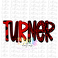 Turner PNG - Turner Sublimation - Digital Download - Red and Black