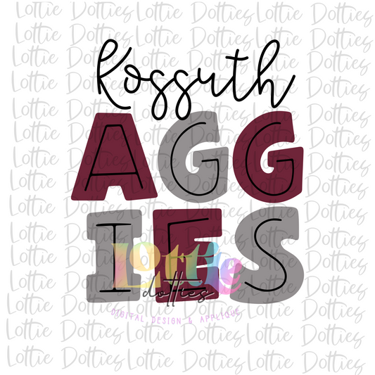 sAggies PNG - Kossuth Aggies Sublimation Design - Digital Download - Maroon and Gray