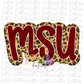 MSU PNG - MSU Sublimation - Digital Download - Leopard and Maroon Glittler
