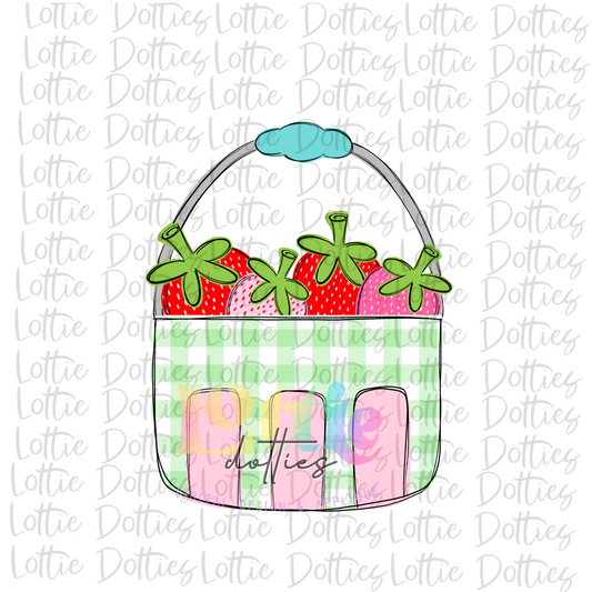 Strawberry Basket PNG - Strawberry Basket Sublimation - Digital Download - Green