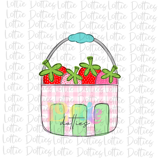 Strawberry Basket PNG - Strawberry Basket Sublimation - Digital Download - Pink