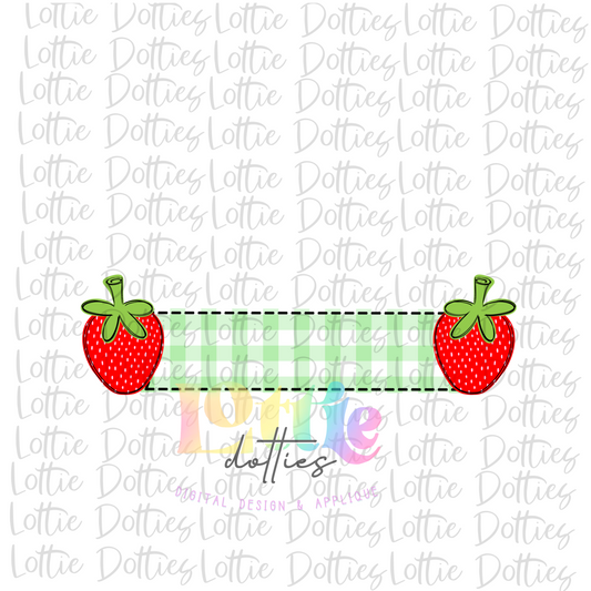 Strawberries  Name Banners PNG - Strawberries Sublimation - Green Gingham