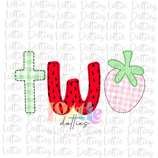 Strawberry Birthday TWO PNG - Strawberry Sublimation - Pink  Strawberry