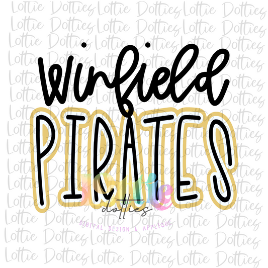 Winfield Pirates PNG - Pirates sublimation design - Digital Download - Black and Gold