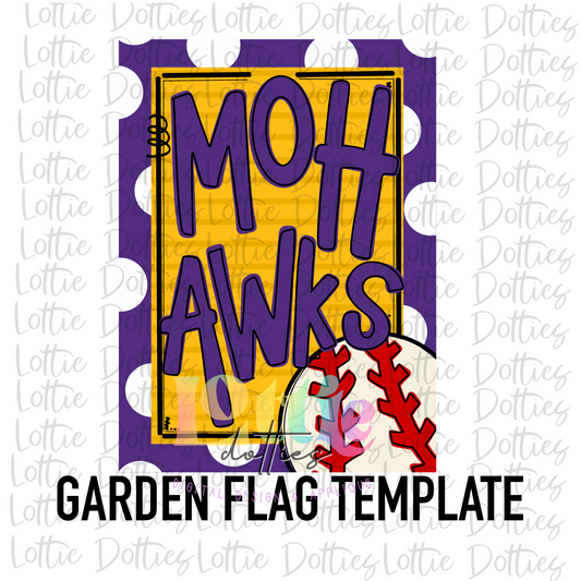 Mohawks Baseball  Flag PNG -Sublimation design - Digital Download - Purple and Gold