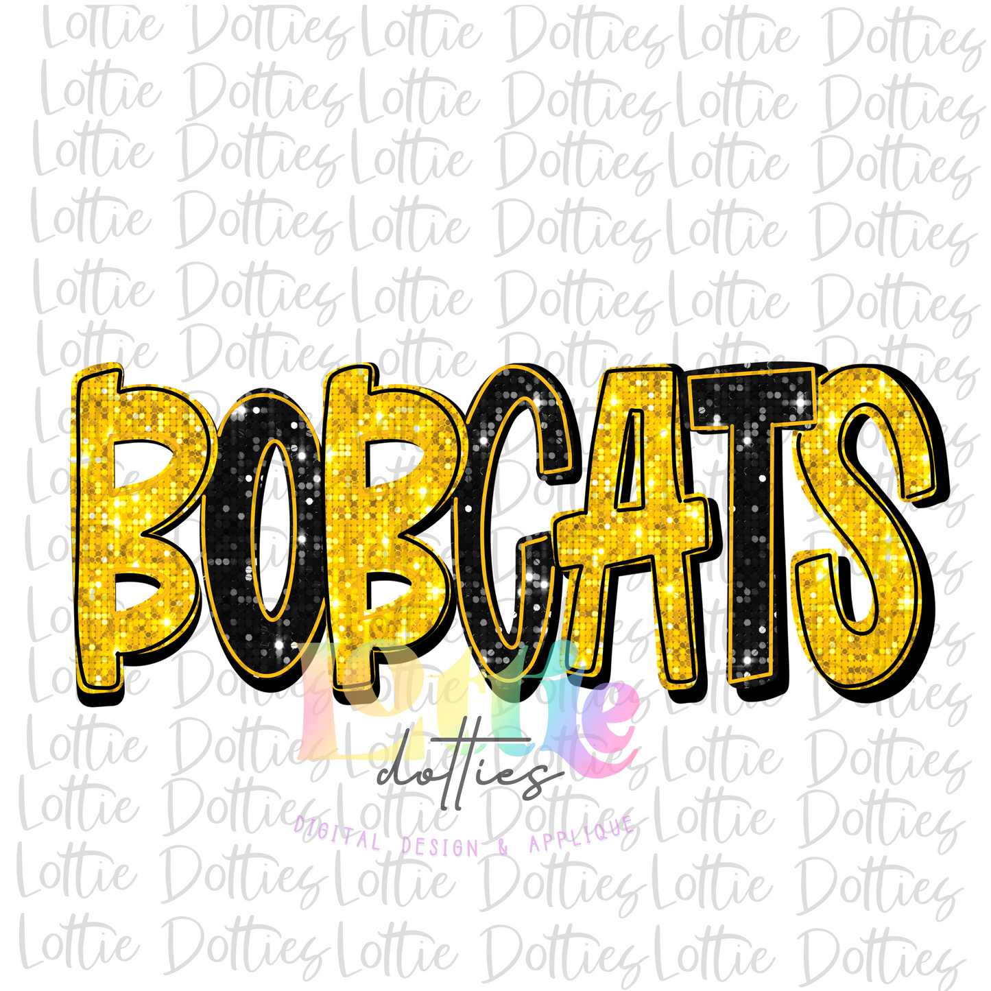 Bobcats PNG - Bobcats  sublimation design - Digital Download - Black and Gold Rhinestone