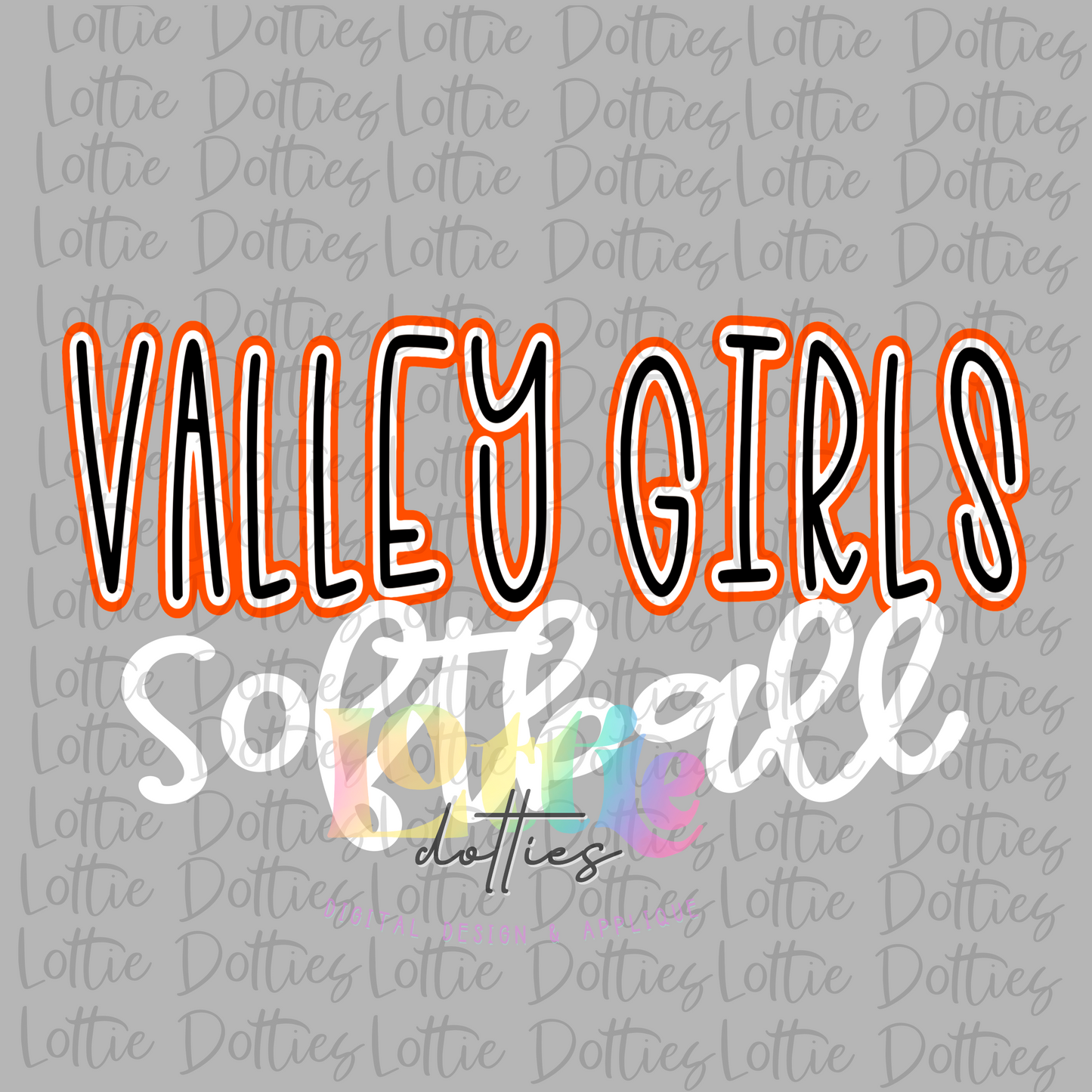 Valley Girls Softball PNG - Valley Girls Sublimation - Digital Download - White