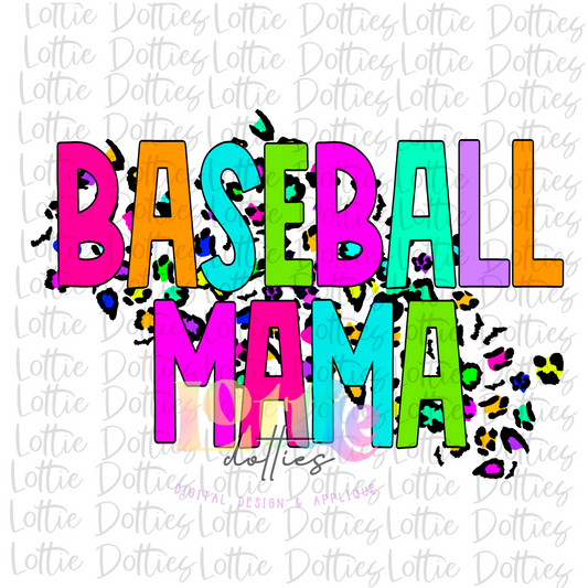 Baseball Mama Png - Baseball Design - Baseball  Sublimation - Neon Leopard